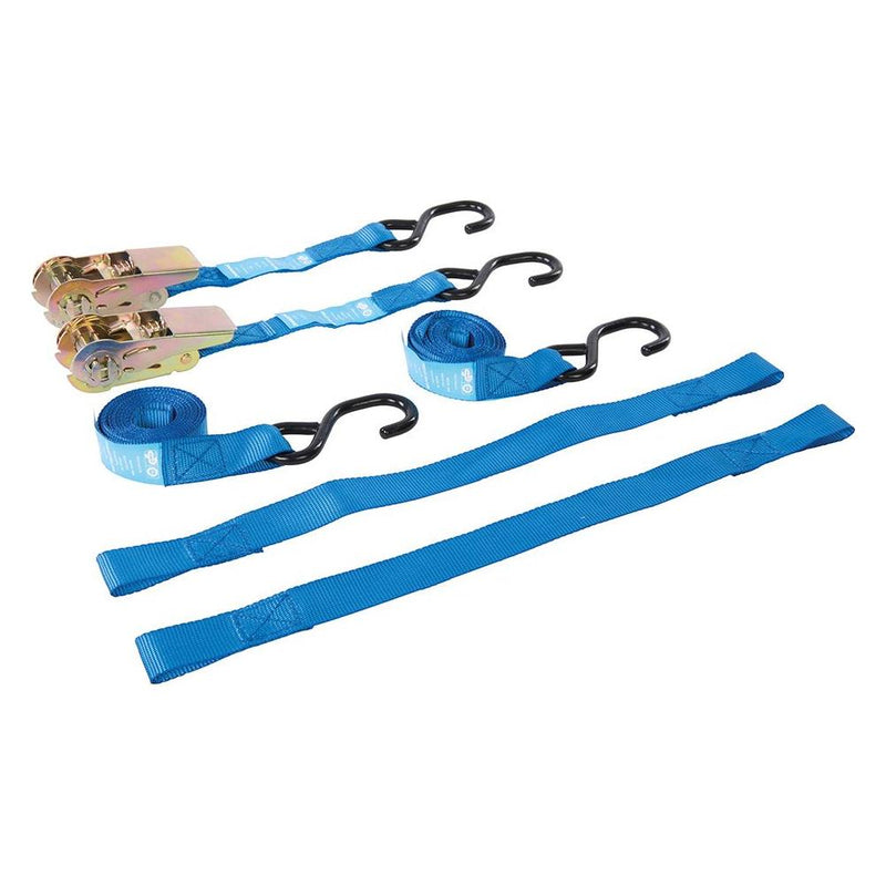 Silverline Motorbike Tie-Down Set 4pce Rated 350kg Capacity 700kg Silverline - Dynamic Drive