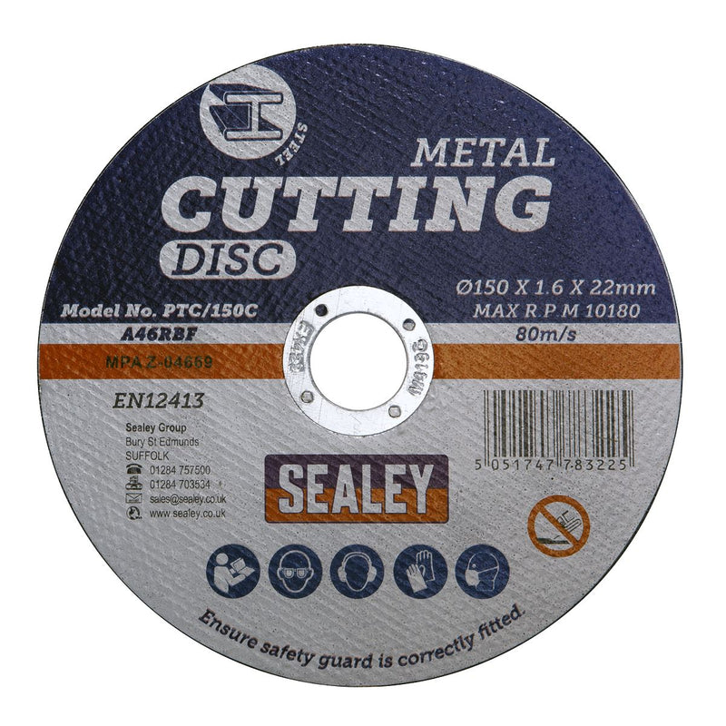 Sealey Cutting Disc150 x 1.6mm 22mm Bore PTC/150C Sealey - Dynamic Drive