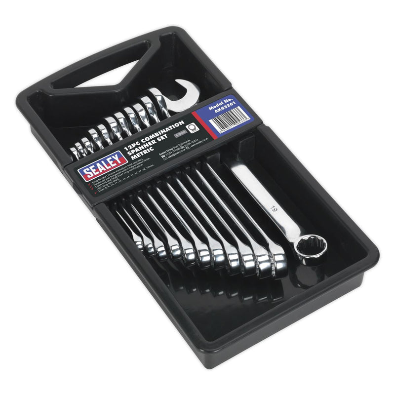Sealey Combination Spanner Set 12pc Metric AK63261 Sealey - Dynamic Drive