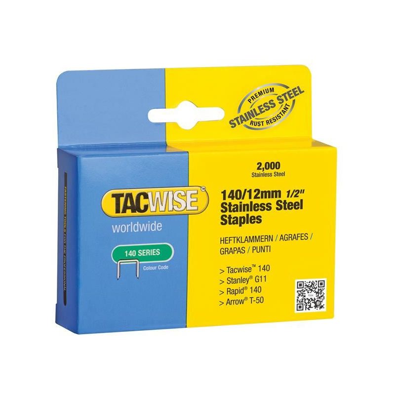 Tacwise 140 Stainless Steel Staples 12mm (Pack 2000) Tacwise - Dynamic Drive