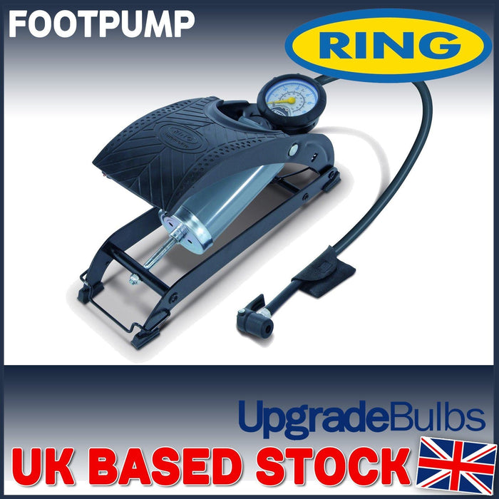 Ring RFP1 Single Barrel Footpump, with Footplate Clips and Adaptor Set Ring Automotive - Dynamic Drive