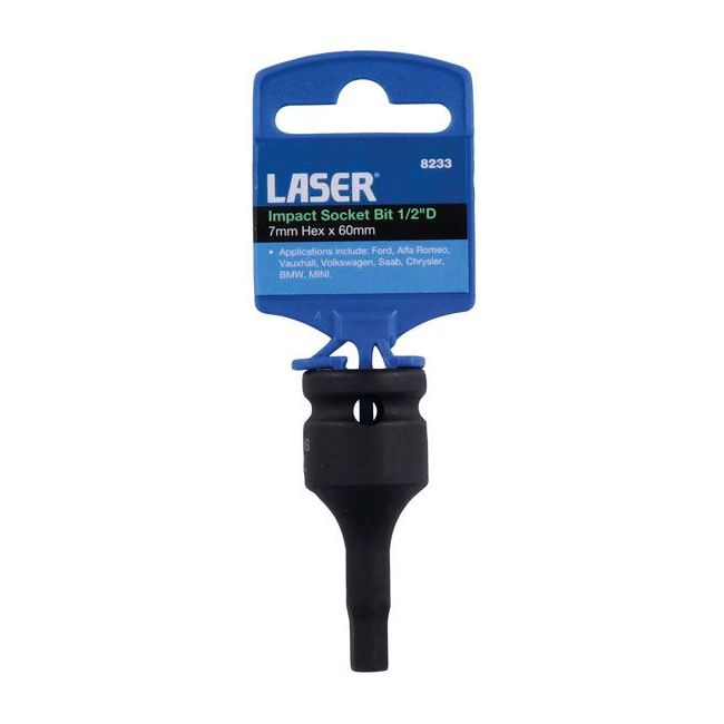 Laser Impact Socket Bit 1/2"D 7mm 8233 Laser - Dynamic Drive