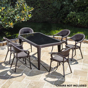 Dellonda Dining Tables with Tempered Glass Top 150 x 90 x 76cm - Dark Brown Dellonda - Dynamic Drive