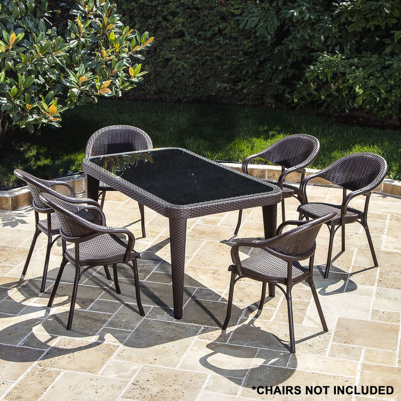 Dellonda Dining Tables with Tempered Glass Top 150 x 90 x 76cm - Dark Brown Dellonda - Dynamic Drive