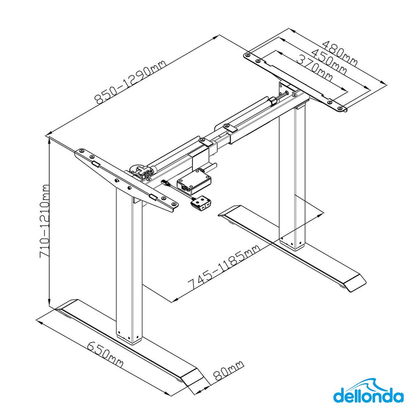 Dellonda Single Motor Ultra-Quiet Adjustable-Height Desk Frame 70kg Capacity Dellonda - Dynamic Drive