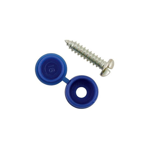 Connect Number Plate Security Screws 6 x 20mm Blue Cap 100pc 30336 Tool Connection - Dynamic Drive