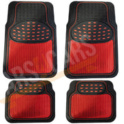 Shiney Red Metallic Checker Style Car Heavy Duty Black Rubber Set of 4 Mats Set Streetwize  - Dynamic Drive
