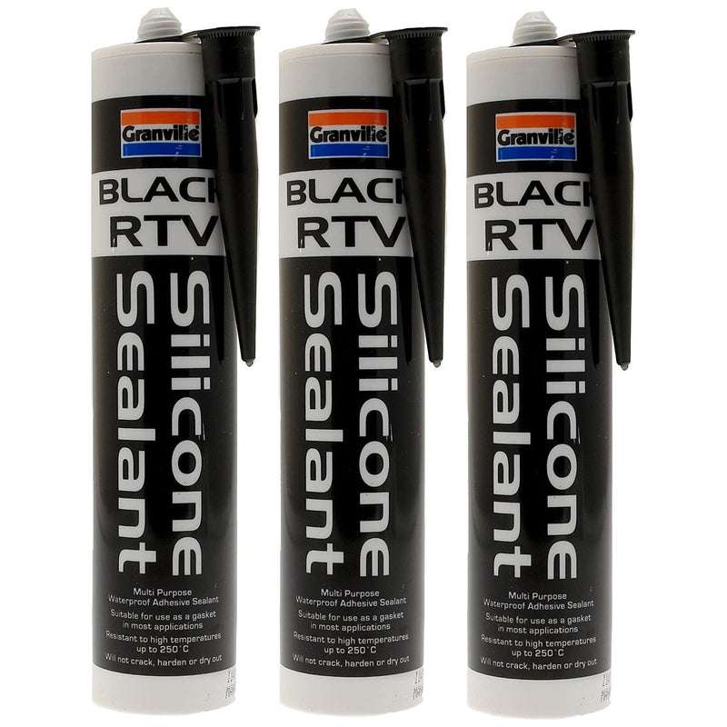 3x Black RTV Silicone Adhesive Sealant Waterproof Gasket Flexible HighTemp 310ml Granville  - Dynamic Drive