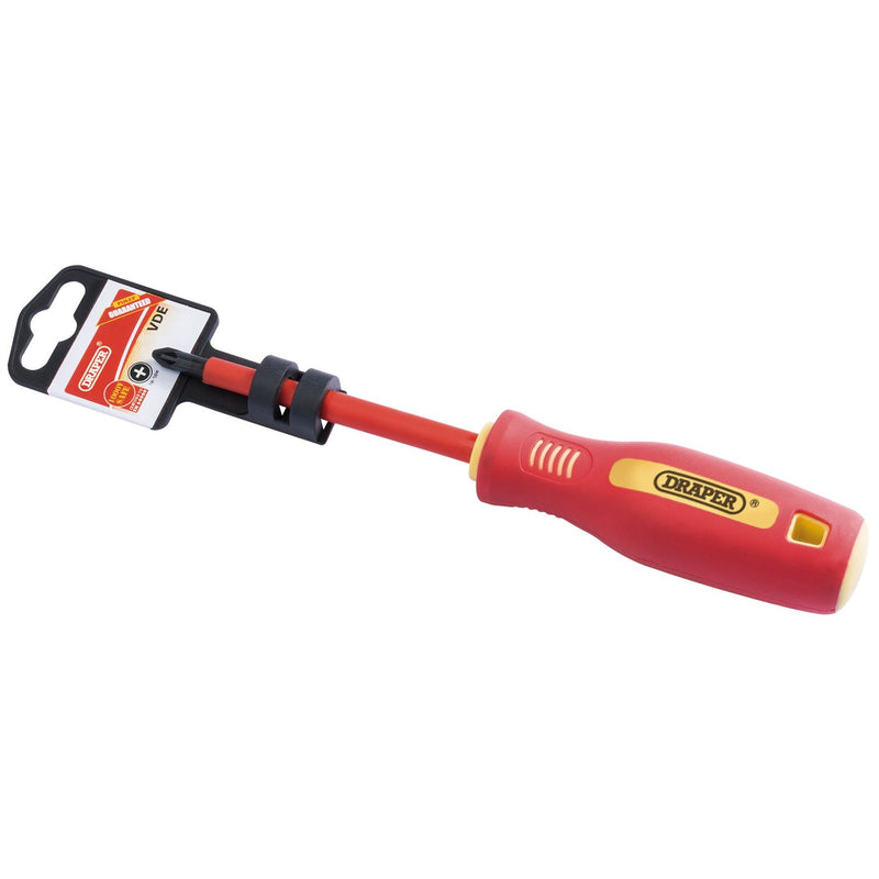 Draper Fully Insulated Soft Grip Cross Slot Screwdriver, No.2 x 100mm 46529 Draper - Dynamic Drive