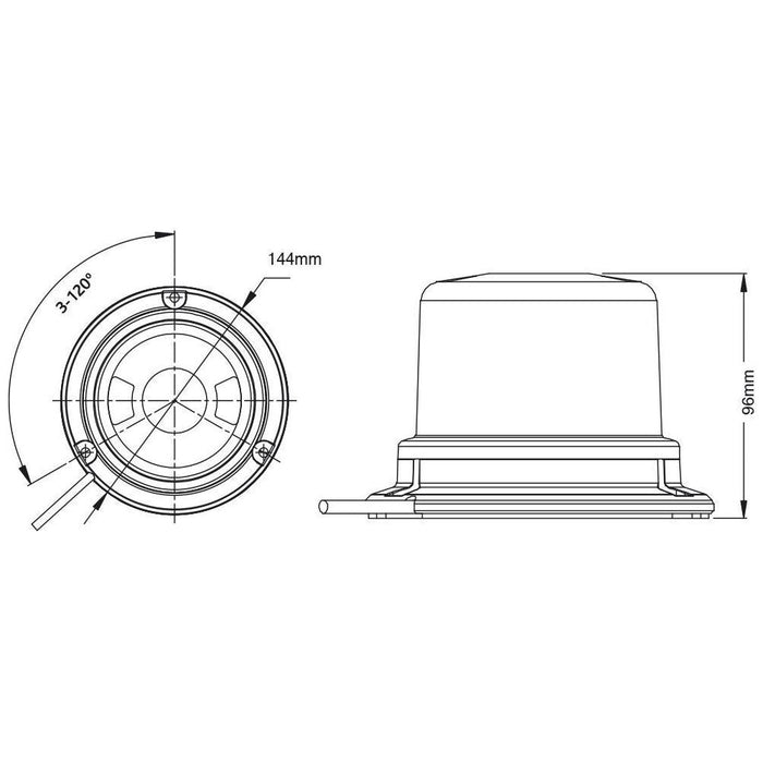 Ring Automotive RCV9810 4 Function Compact LED Beacon with 3 Bolt Fixing, 10/30 Ring Automotive - Dynamic Drive