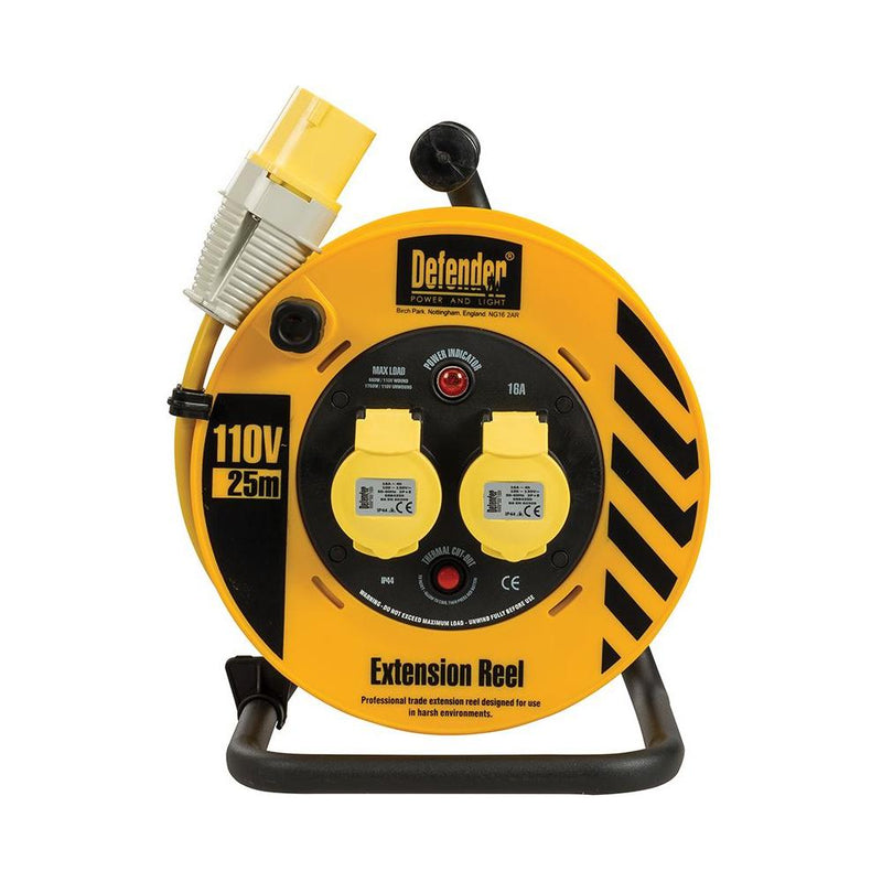 Defender Heavy Duty Industrial Cable Reel 25m 110V Defender - Dynamic Drive
