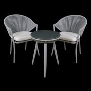 Dellonda Echo 3 Piece Balcony Set with Tempered Glass Top Dellonda  - Dynamic Drive