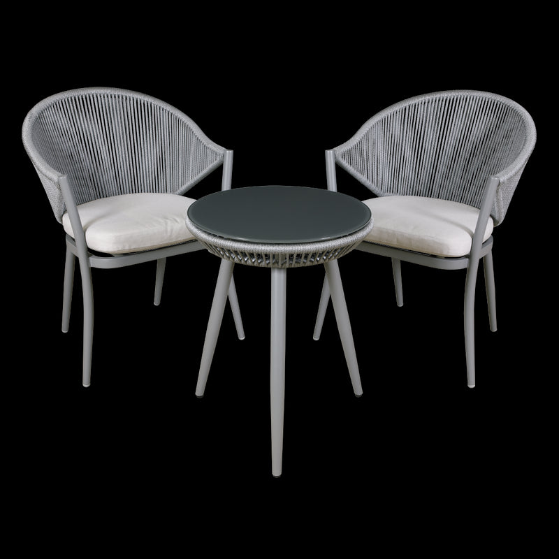 Dellonda Echo 3 Piece Balcony Set with Tempered Glass Top Dellonda  - Dynamic Drive