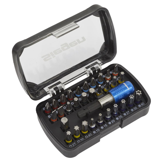 Siegen S01035 32pc Colour Coded Power Tool Bit Set Pozi Phillips Slotted Hex Siegen  - Dynamic Drive