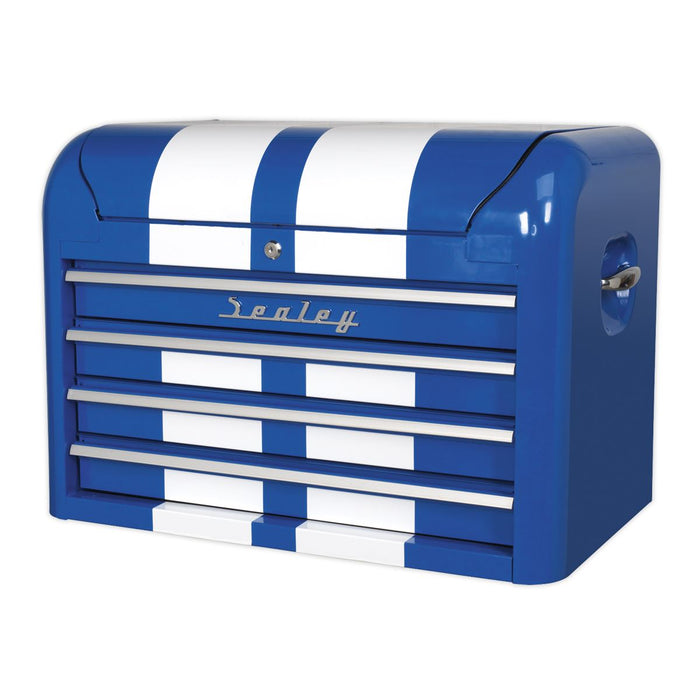 Sealey Topchest 4 Drawer Retro Style Blue with White Stripes AP28104BWS Sealey - Dynamic Drive