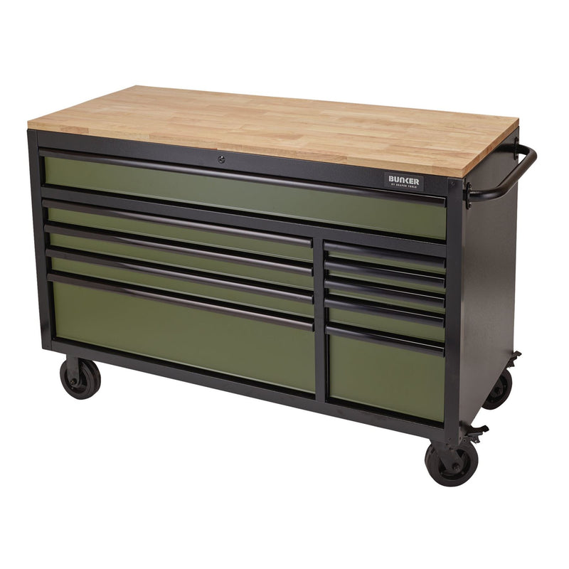 Draper BUNKER Workbench Roller Tool Cabinet, 10 Drawer, 56", Green 08236 Draper - Dynamic Drive