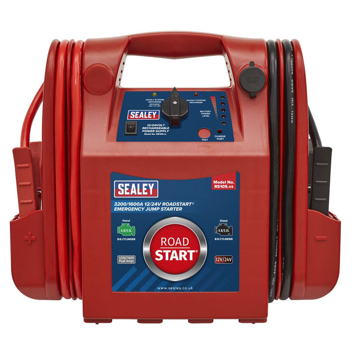 Sealey RoadStart® Emergency Jump Starter 12/24V 3200/1600 Peak Amps Sealey  - Dynamic Drive