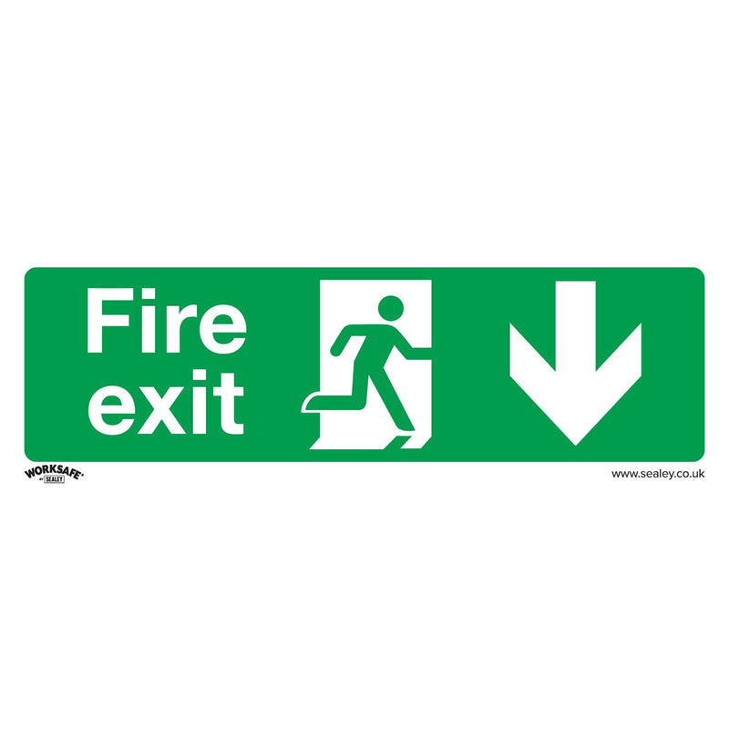 Sealey Safe Conditions Safety Sign Fire Exit (Down) Self-Adhesive Vinyl Pack of Sealey - Dynamic Drive