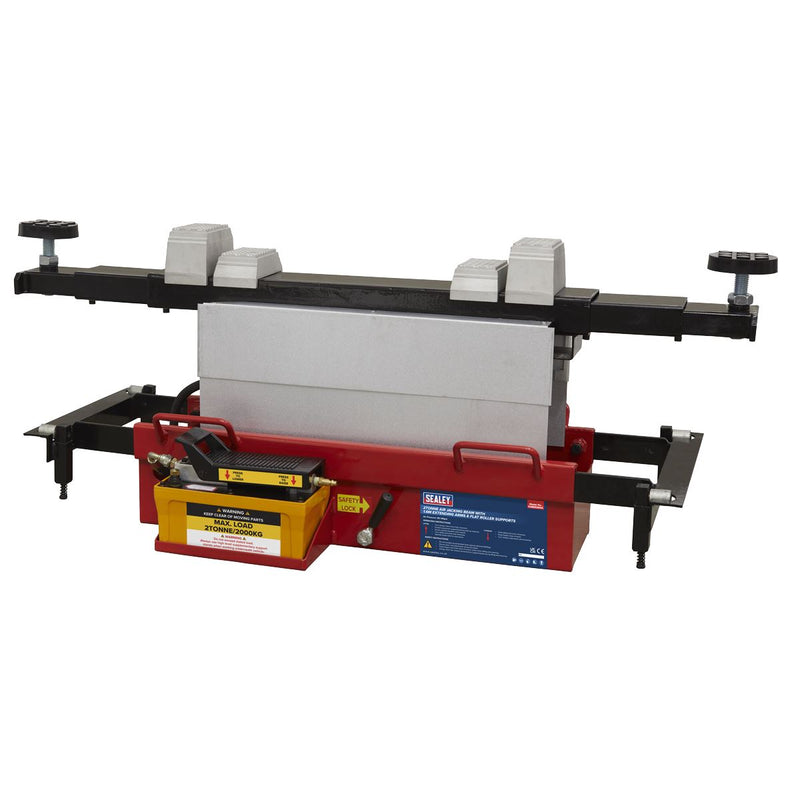 Sealey Air Jacking Beam 2 Tonne with Arm Extenders & Flat Roller Supports Sealey - Dynamic Drive