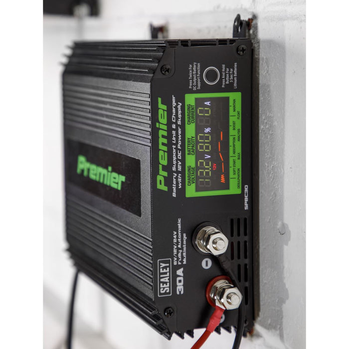 Sealey SPBC30 Battery Support Unit Charger 30A 6v 12v 24V Batteries GEL AGM Lead Sealey  - Dynamic Drive