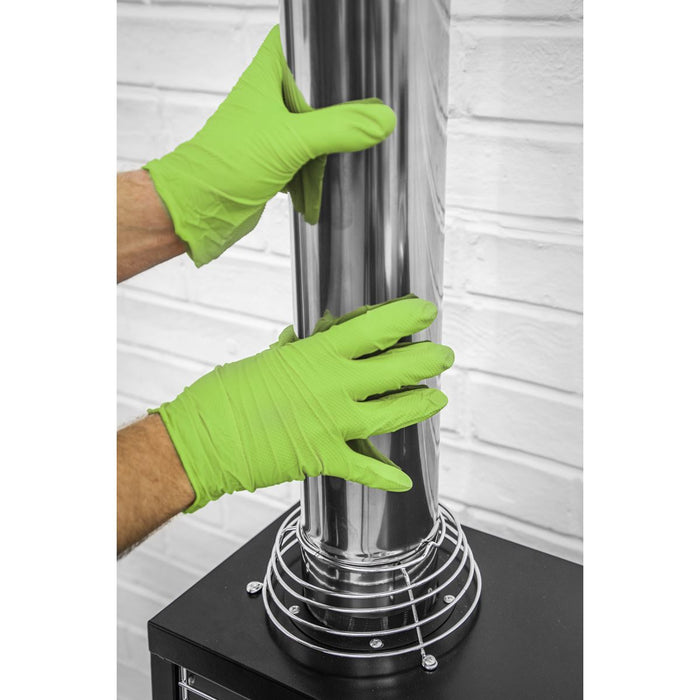 Diamond Grip Extra-Thick Nitrile Powder-Free Gloves Hi-Vis Green XL Pack of 50 Sealey - Dynamic Drive