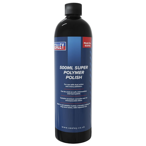 Sealey Super Polymer Polish 500ml Soft Intermediate Hard Paint Durable Sealey  - Dynamic Drive