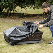 Dellonda 35" Rectangular Outdoor Fire Pit Antique Bronze Effect Dellonda - Dynamic Drive