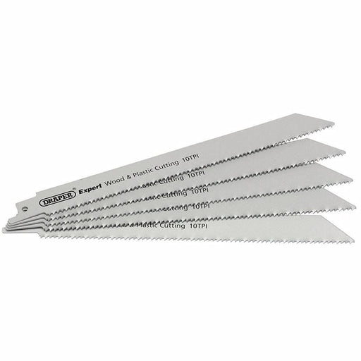 Draper Reciprocating Saw Blades, 200mm, 10tpi (Pack of 5) 02303 Draper - Dynamic Drive