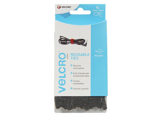 Velcro® Brand VELCRO® Brand ONE-WRAP® Reusable Ties (6) 12mm x 20cm Black VELCRO® Brand - Dynamic Drive
