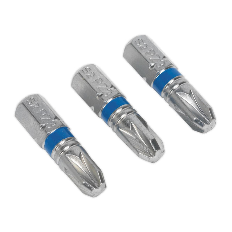 Sealey Power Tool Bit Pozi #3 Colour-Coded S2 25mm Pack O Sealey - Dynamic Drive