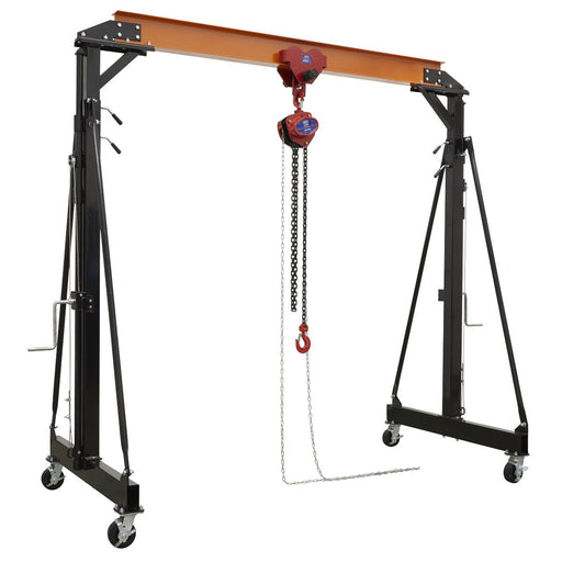 Sealey Portable Lifting Gantry Crane Adjustable 2 Tonne & Hoist Combo SG2000KIT Sealey - Dynamic Drive