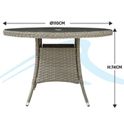 Dellonda Chester Rattan Wicker Round Outdoor Dining Table Tempered Glass Top Dellonda - Dynamic Drive