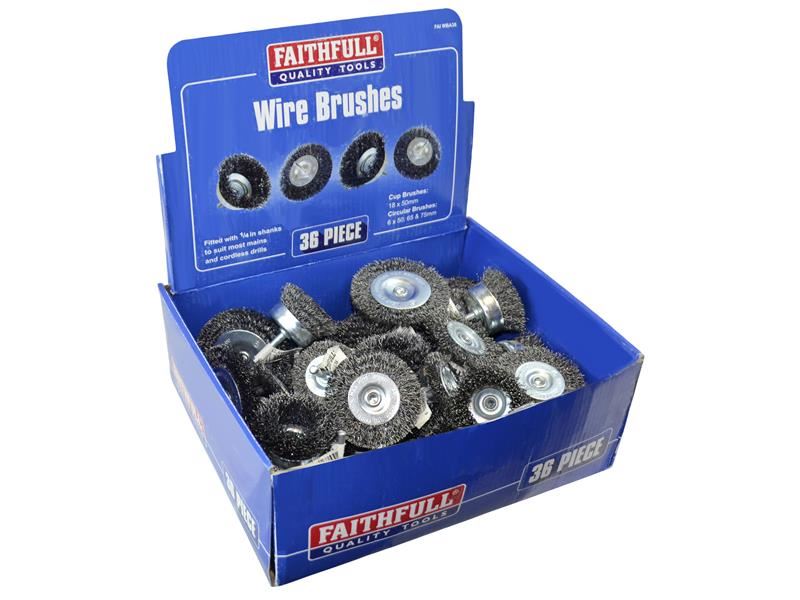 Faithfull Wire Brush Assortment 36 Piece Faithfull - Dynamic Drive