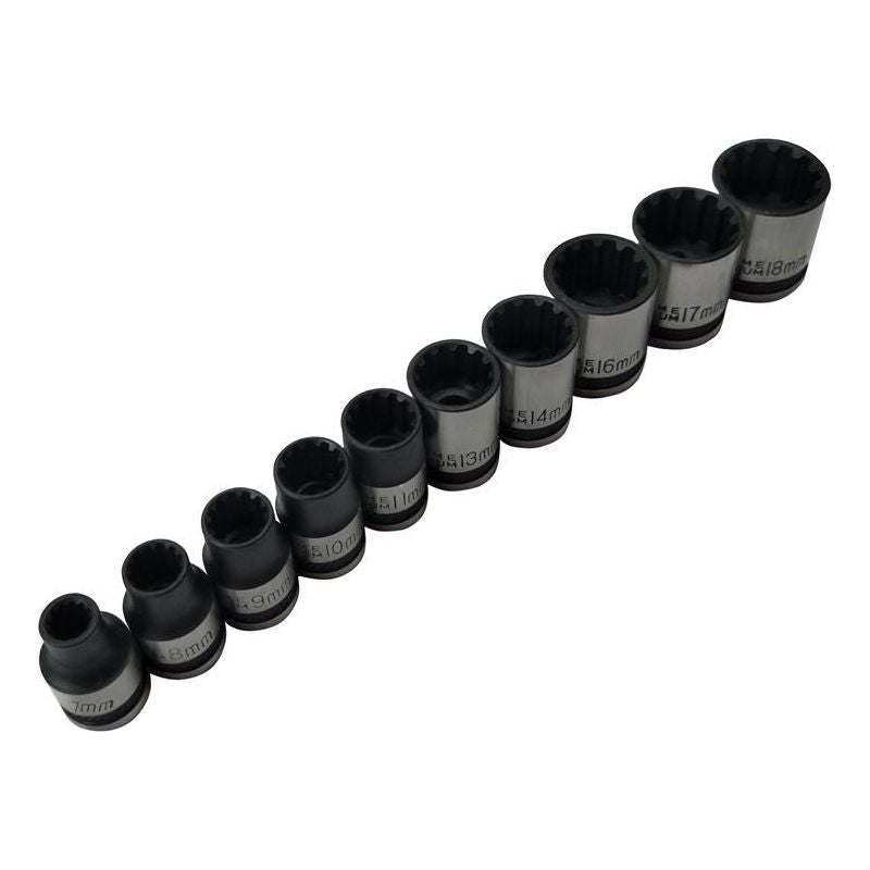Bluespot Tools 3/8in Drive Spline Socket Set Metric, 10 Piece BlueSpot Tools - Dynamic Drive