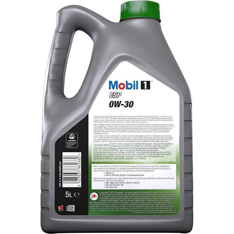 Mobil 1 ESP 0W30 Fully Synthetic Engine Oil 5 Litres 5L Mobil  - Dynamic Drive