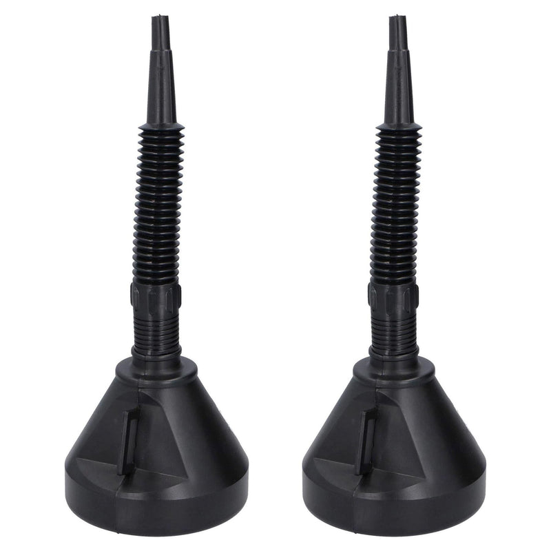 2x Large Flexible Spout Car Funnel Petrol Diesel Screen Wash Oil Fuel Extendable Dunlop  - Dynamic Drive