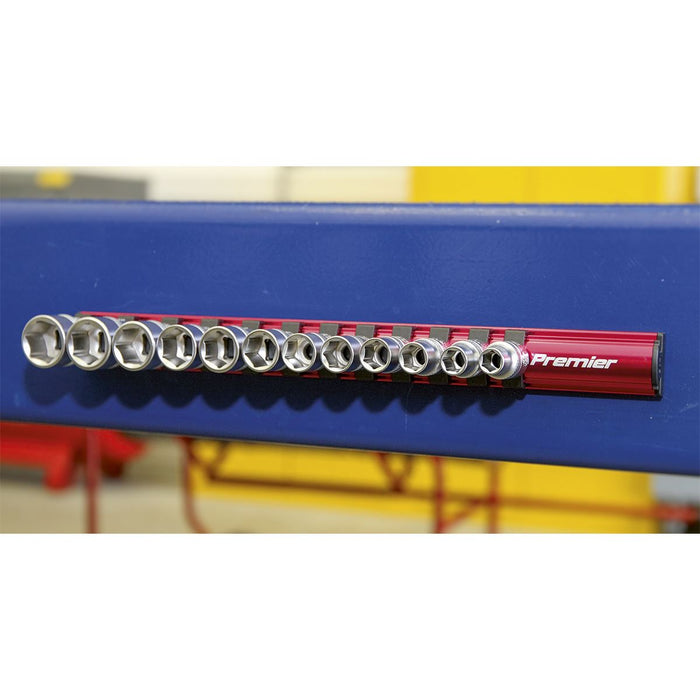 Sealey Socket Retaining Rail Magnetic 3/8"Sq Drive 12 Clips AK27083 Sealey - Dynamic Drive
