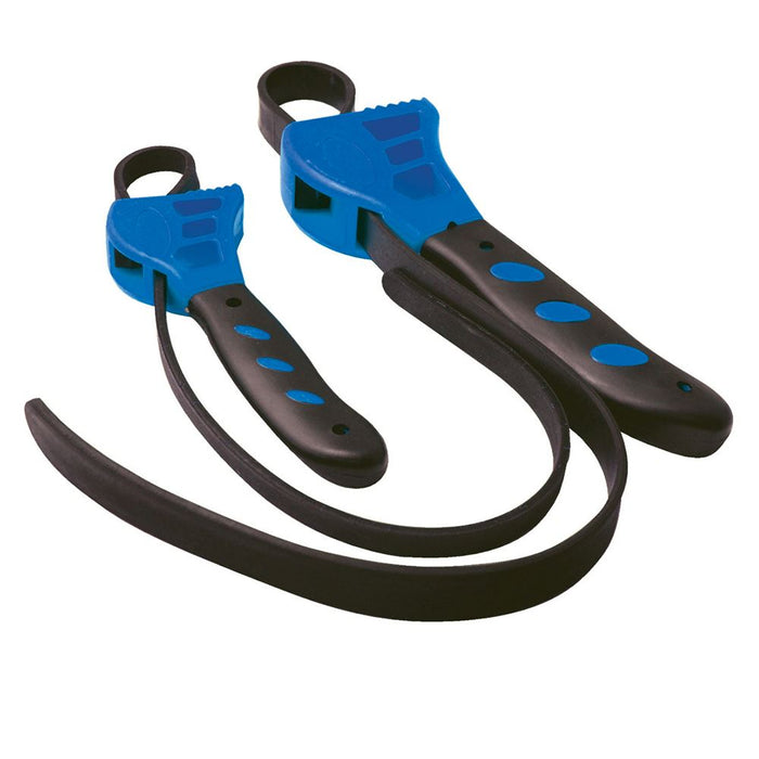 Silverline Rubber Strap Wrenches 500 & 600mm Oil Filter Multi-Purpose Garage 2pc Silverline  - Dynamic Drive