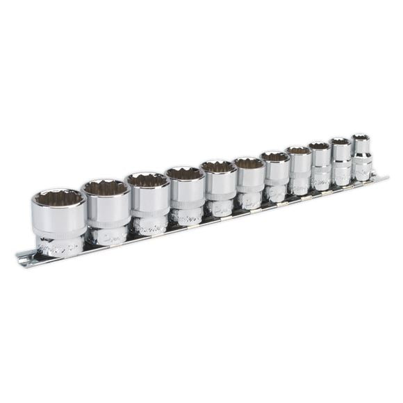 Sealey Socket Set 11pc 3/8"Sq Drive 12pt WallDrive Imperial AK2672 Sealey  - Dynamic Drive