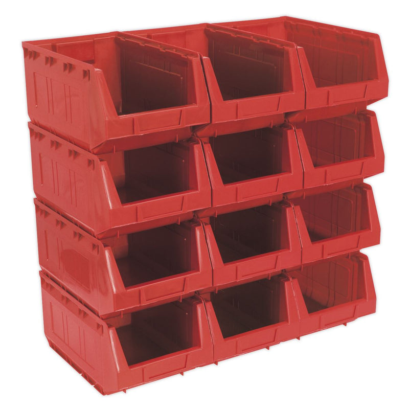 Sealey Plastic Storage Bin 210 x 355 x 165mm Red Pack of 12 TPS412R Sealey - Dynamic Drive