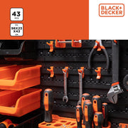 Black+Decker Tool Board With Storage Bins And Hooks 98 X 23 X 43Cm 43 Pieces Tool Wall Organizer Black+Decker - Dynamic Drive