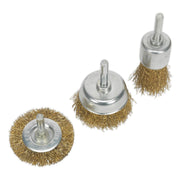 Sealey Wire Brush Set 3pc Brassed BWBS03 Sealey - Dynamic Drive
