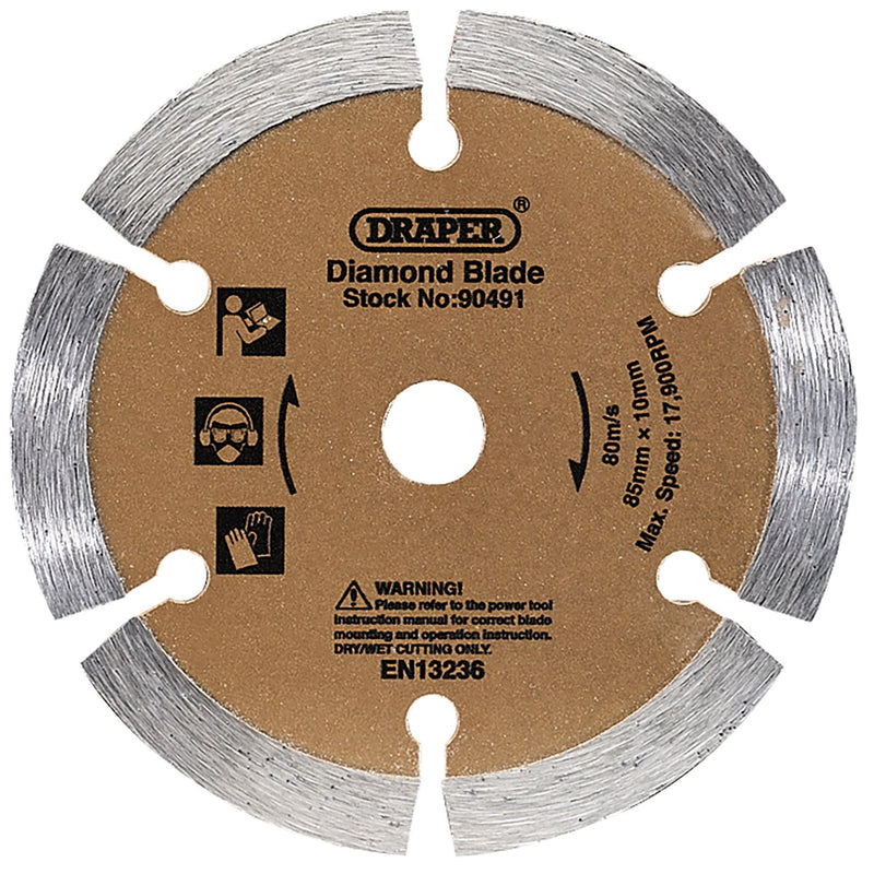 Draper Segmented Diamond Blade, 85mm 90491 Draper - Dynamic Drive
