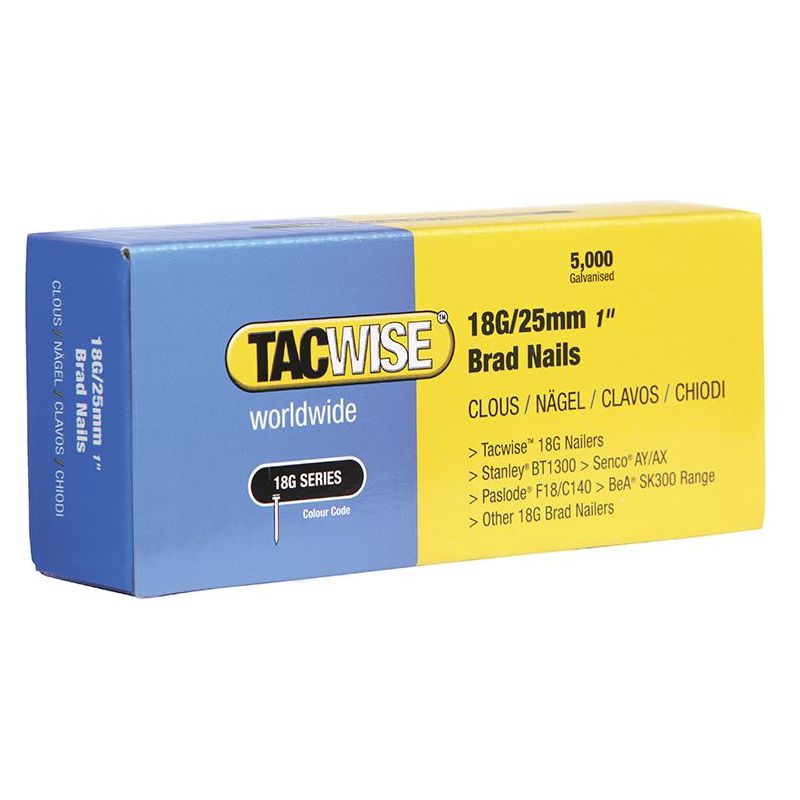 Tacwise 18 Gauge 25mm Brad Nails (Pack 5000) Tacwise - Dynamic Drive