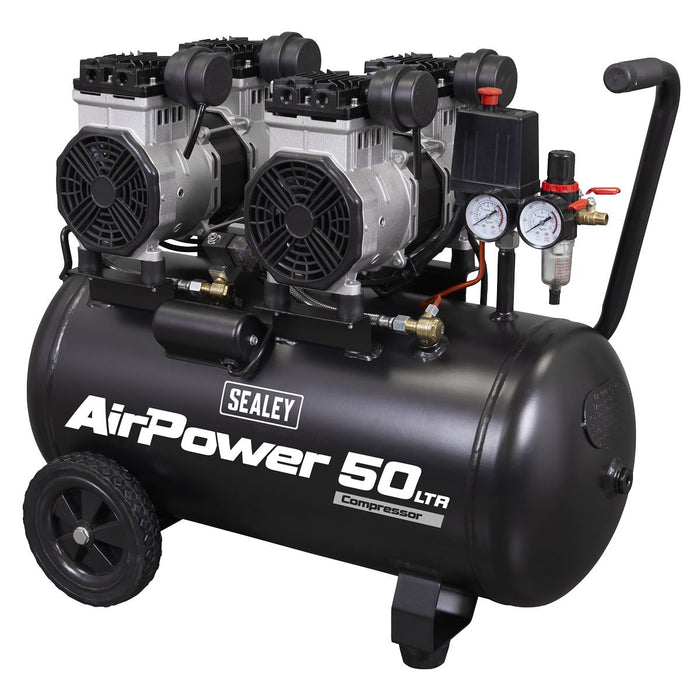 Sealey 50L Low Noise Oil Free Direct Drive Air Compressor 2 x 2hp SAC5001S Sealey - Dynamic Drive