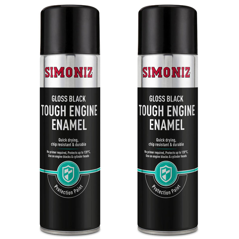 2x Simoniz Gloss Black Tough Car Spray Protection Paint Aerosol Enamel 500ml Simoniz  - Dynamic Drive