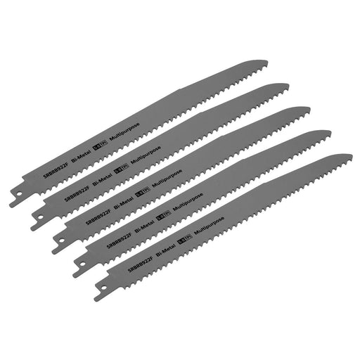 Sealey Reciprocating Saw Blade Multipurpose 230mm 5-8tpi Pack of 5 SRBRB922F Sealey - Dynamic Drive