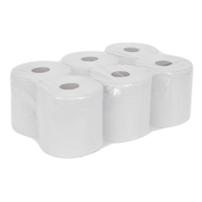 Sealey Paper Roll White 2-Ply Embossed 150m Pack of 6 WHT150 Sealey - Dynamic Drive