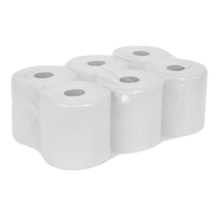 Sealey Paper Roll White 2-Ply Embossed 150m Pack of 6 WHT150 Sealey - Dynamic Drive