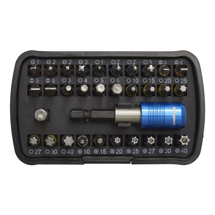 Siegen S01035 32pc Colour Coded Power Tool Bit Set Pozi Phillips Slotted Hex Siegen  - Dynamic Drive